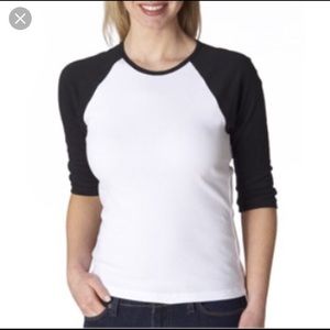 Popular Basics Like New Black white baseball top